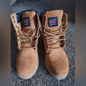 Timberland pro boots, steel toe with cleaning spray